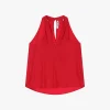 Top halter satinato con scollo a V