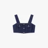 Top in denim con tasche e spalline larghe