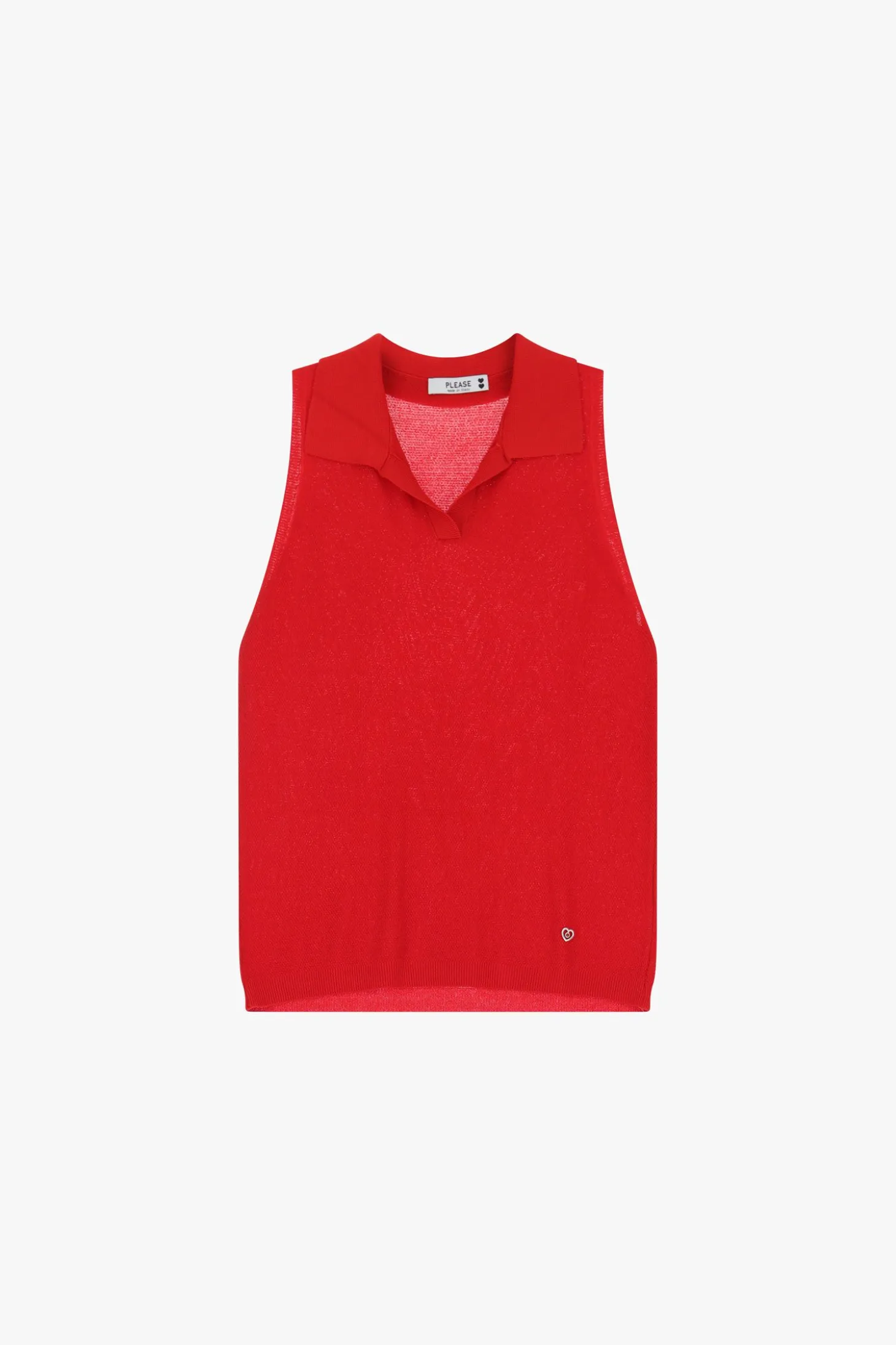 Top in maglia senza maniche con collo polo