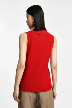 Top in maglia senza maniche con collo polo