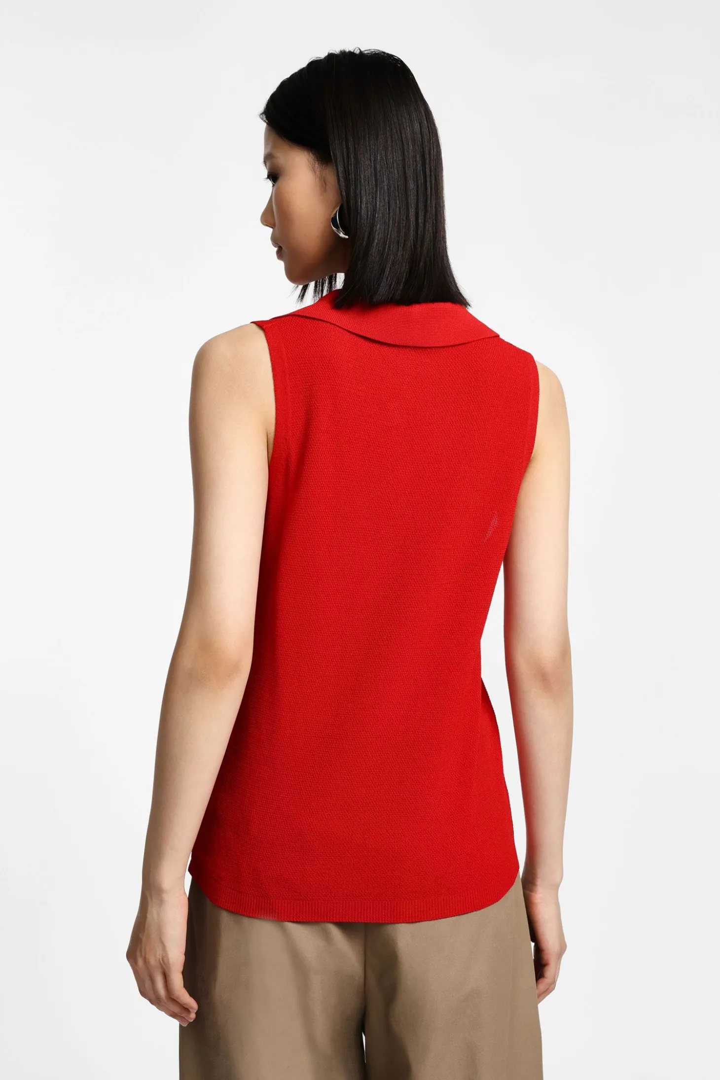 Top in maglia senza maniche con collo polo