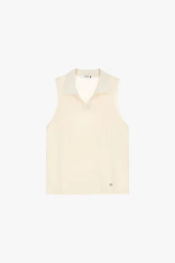 Top in maglia senza maniche con collo polo