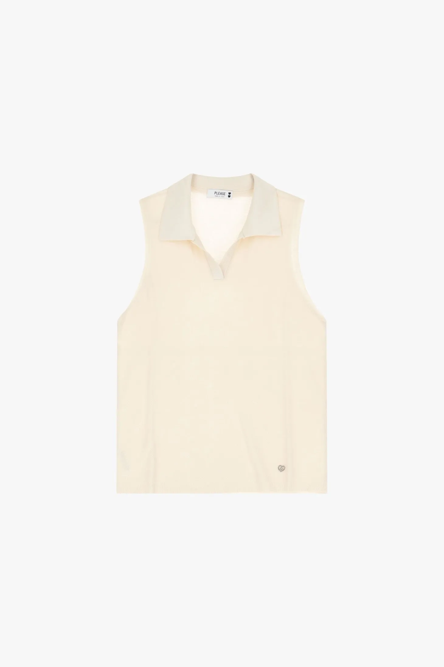 Top in maglia senza maniche con collo polo