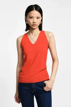 Top in maglina senza maniche scollo a v