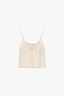 Top lingerie con inserto in raso e spalline sottili