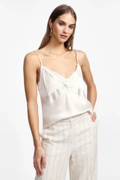 Top lingerie con inserto in raso e spalline sottili