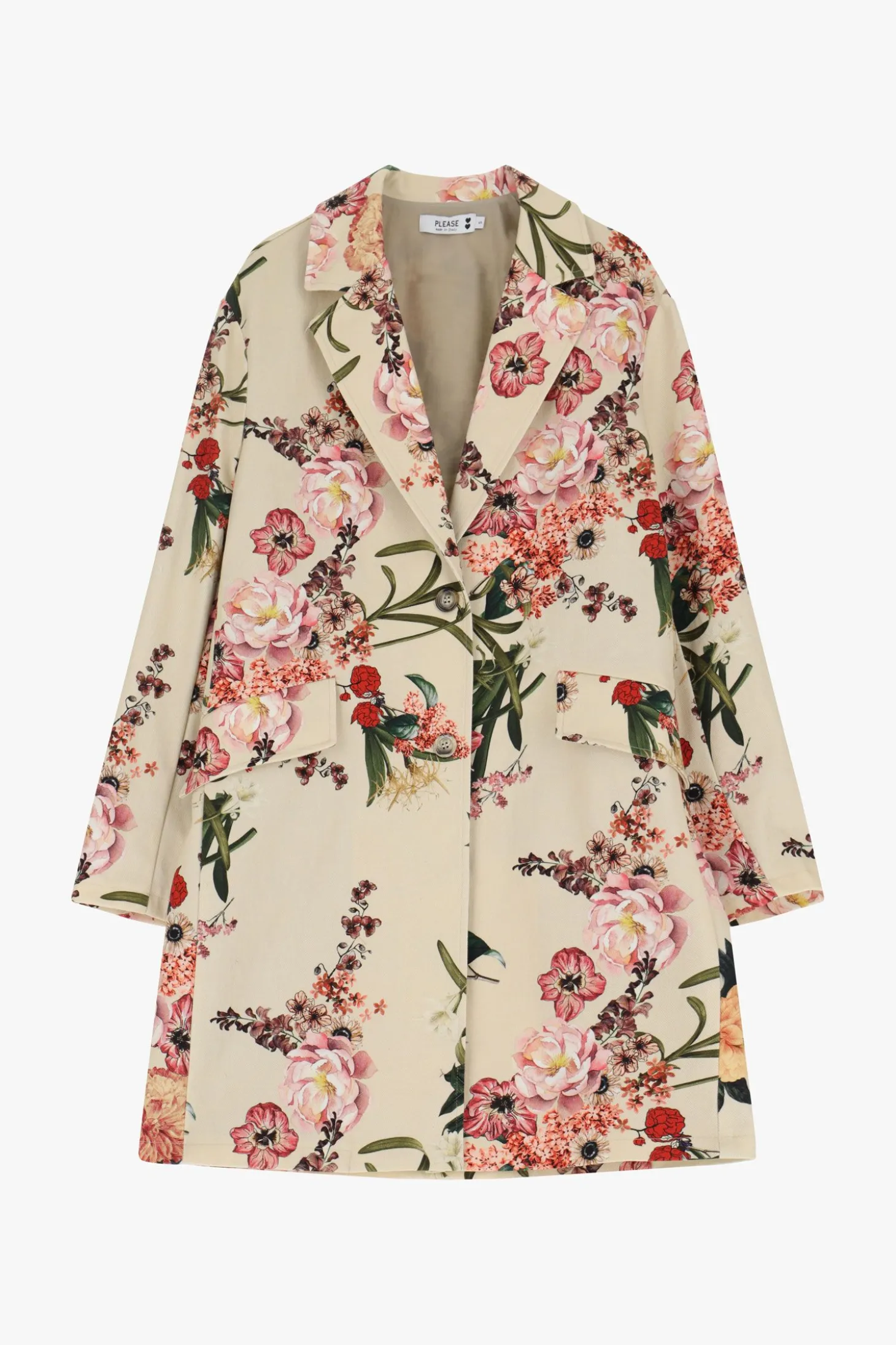 Trench stampa floreale monopetto