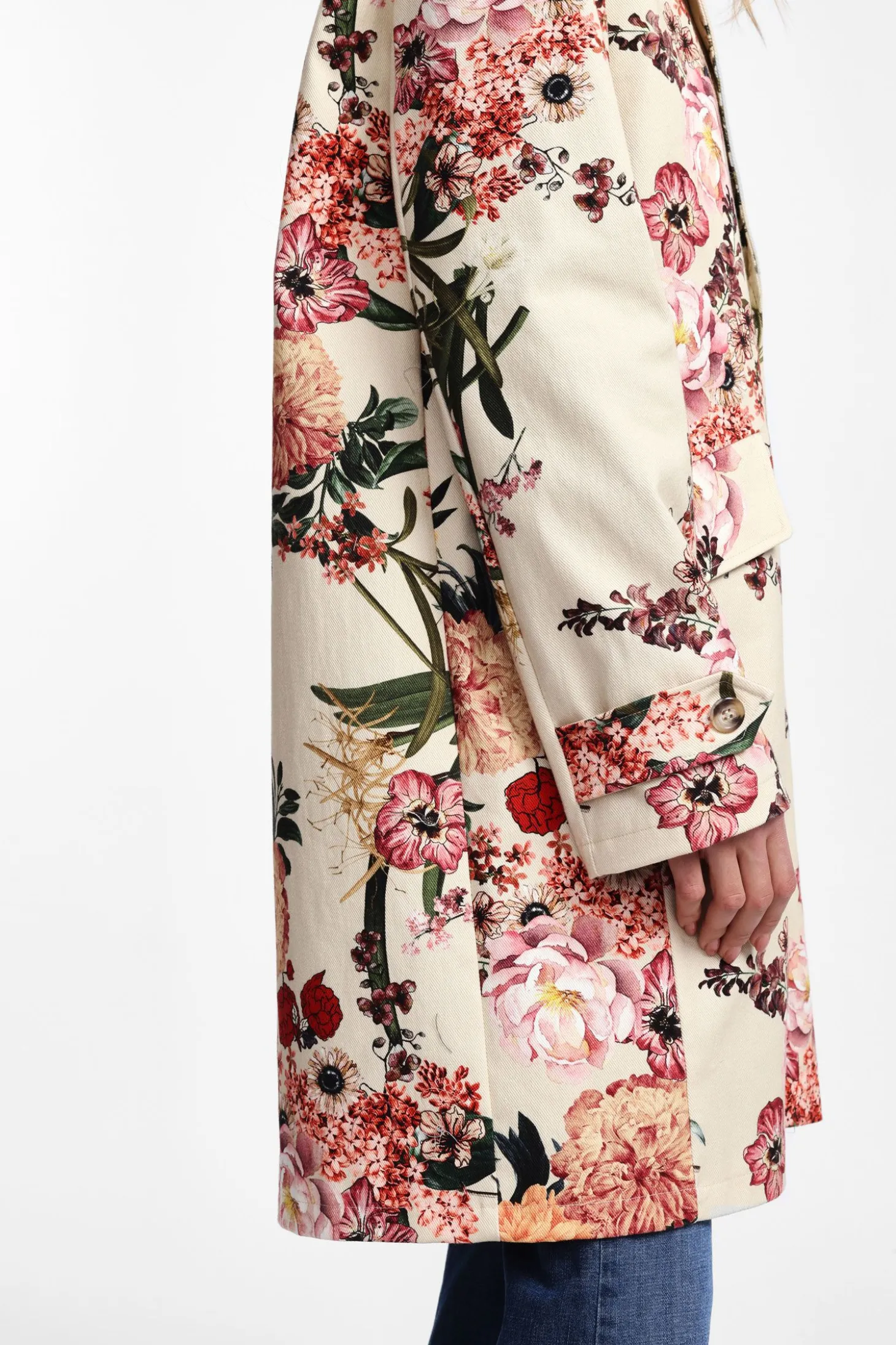 Trench stampa floreale monopetto