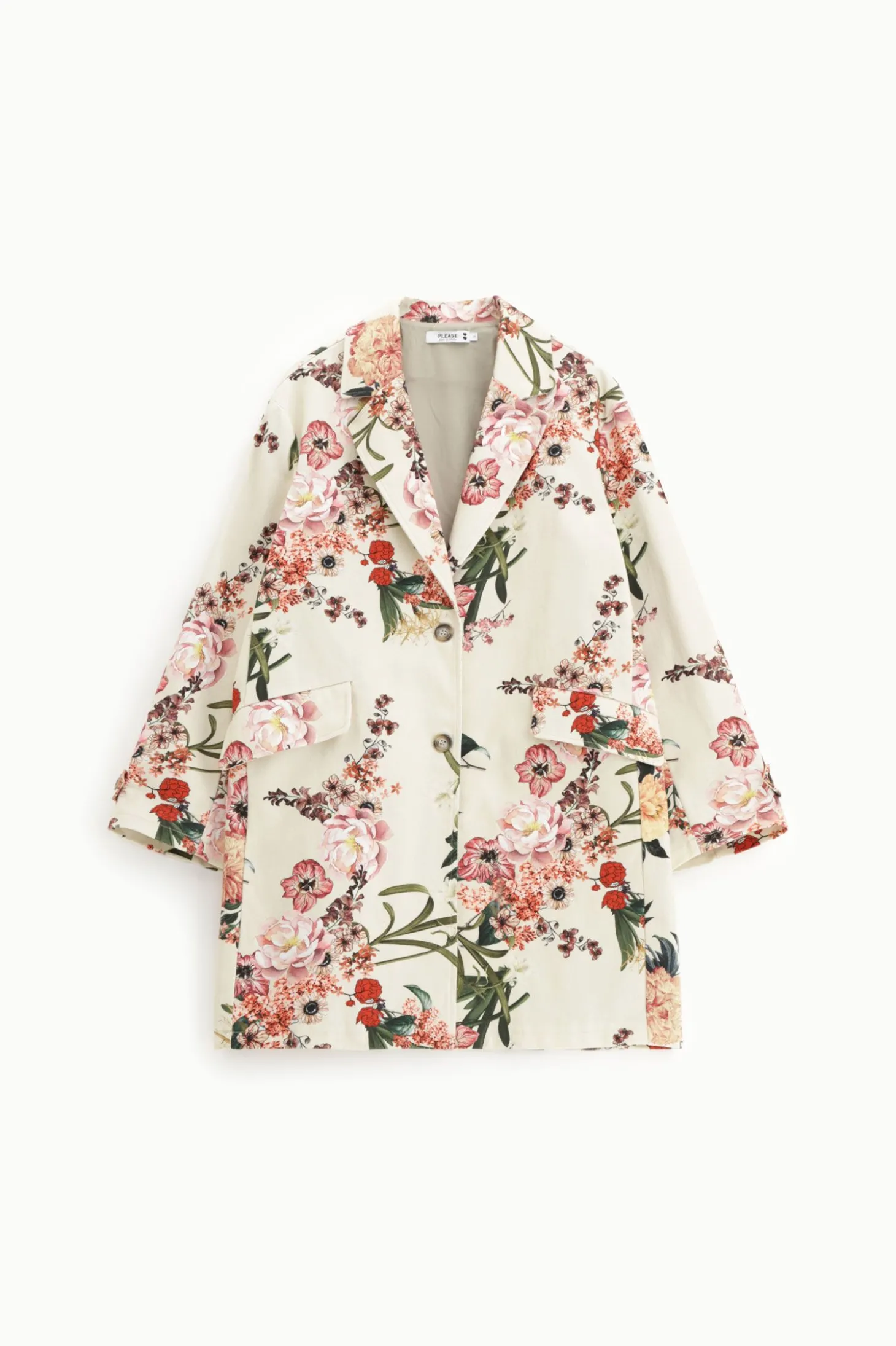 Trench stampa floreale monopetto