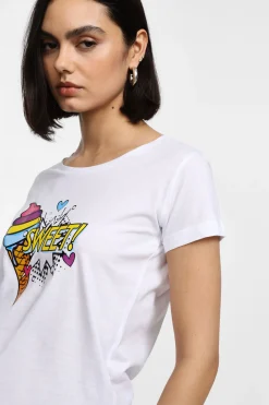 T-shirt manica corta stampa vivace