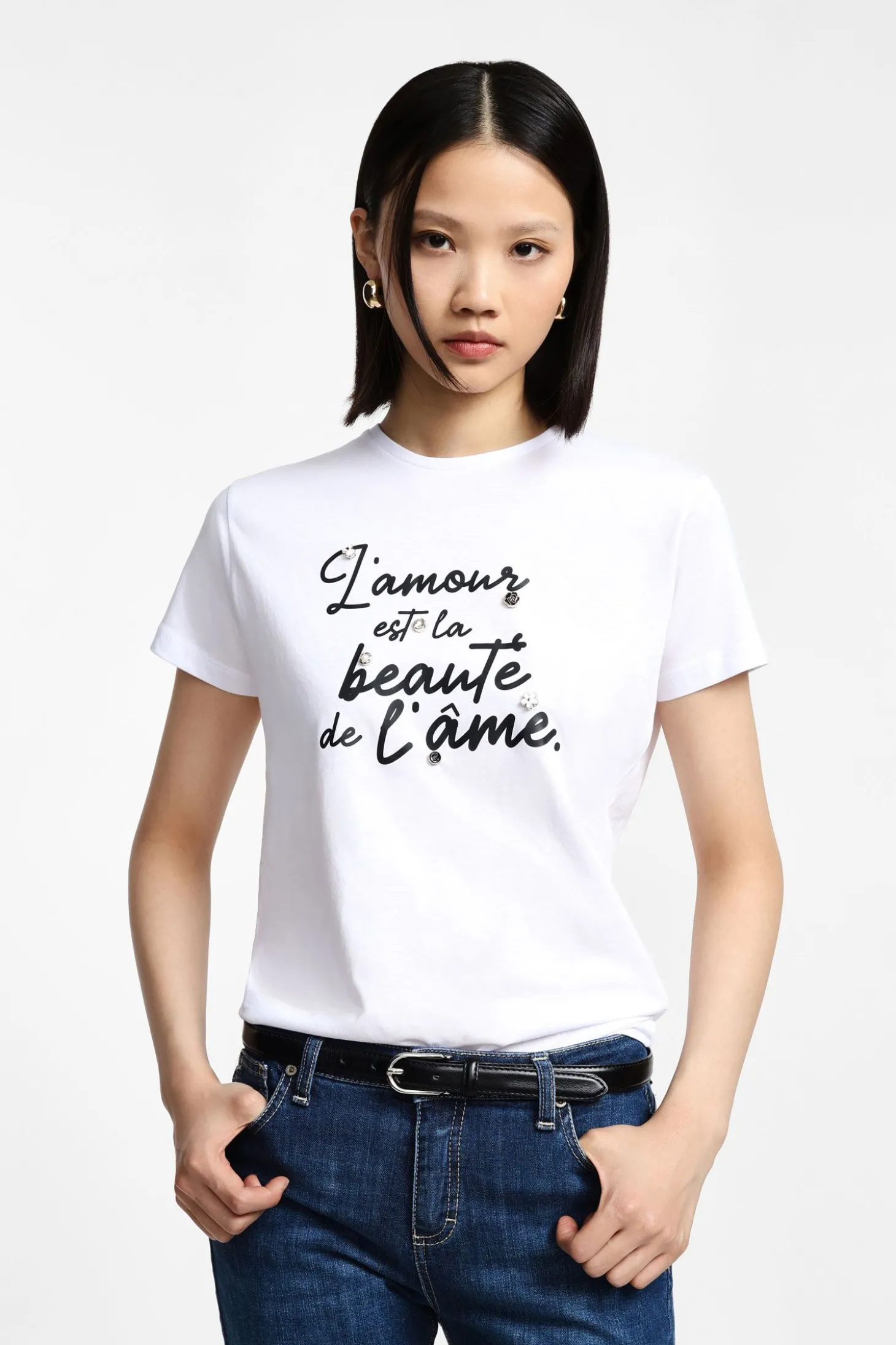 T-shirt stampa girocollo maniche corte