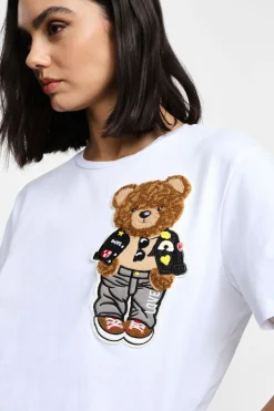 T-shirt stampa orso manica corta