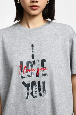 T-shirt stampa scritta collo rotondo