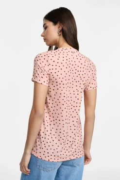 T-shirt stampata a pois con maniche corte