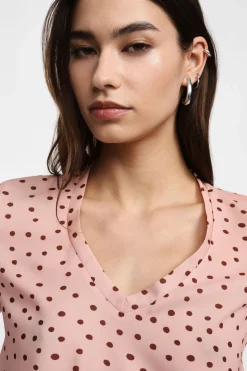 T-shirt stampata a pois con maniche corte
