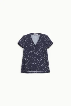 T-shirt stampata a pois con maniche corte