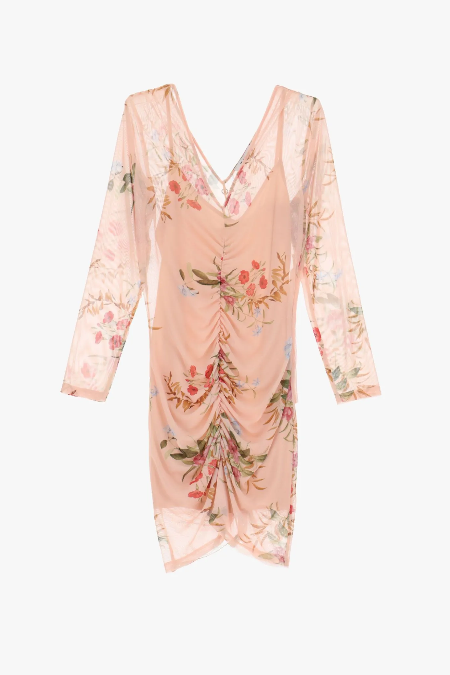 Vestito corto floreale maniche lunghe