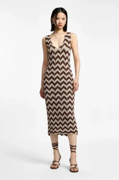 Vestito midi in maglia ricamata